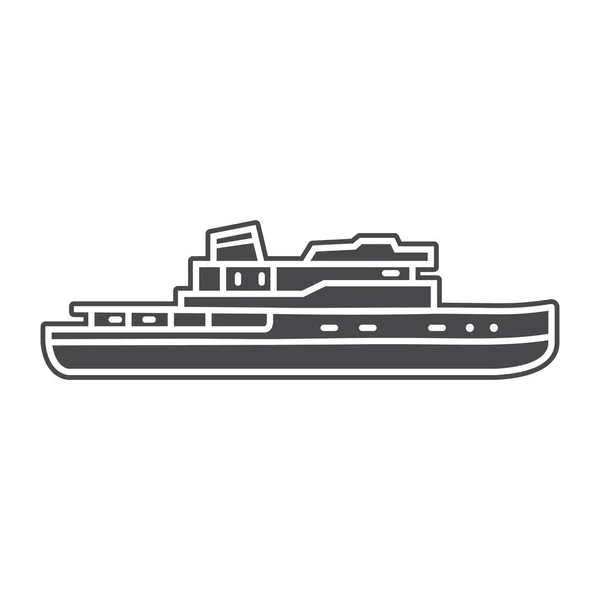 Parowiec jacht statek ikona płaski styl wektor.Morski statek. — Wektor stockowy