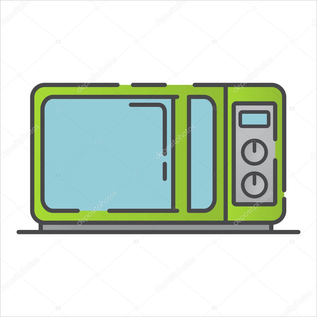 Microwave line art vector icon outline.Kitchen appliances.