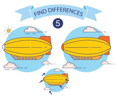 Hava gemisi, çocuklar için eğitim oyunu, anaokulu için bilmece.