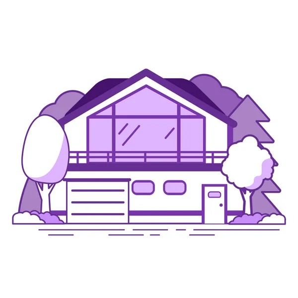 Suburban house in the forest. Country cottage. Rural villa. — Stock Vector