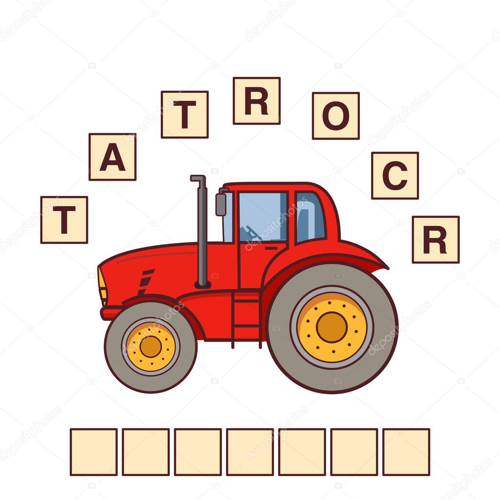 Game words puzzle tractor. Education developing child.