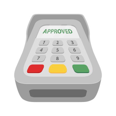 Banka için POS terminali. Ödeme makinesi beyaz arka planda izole edildi.
