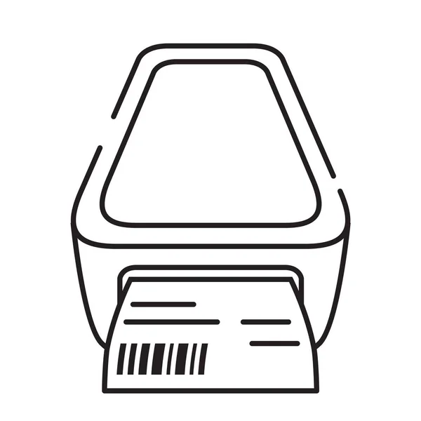 Icon-Barcode-Drucker. Etikettendrucker Vektor-Flachdruck prüfen. — Stockvektor