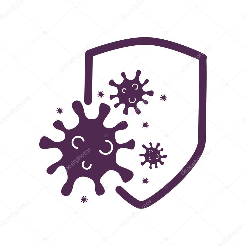 Immunity to coronavirus.Protection of infections and viruses.Hygiene shield.Medical symbol for clinics and websites.