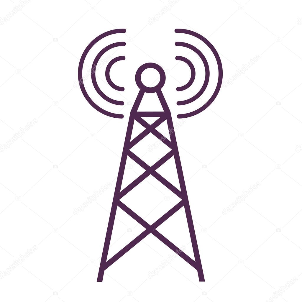 Radio tower icon. Telecommunications signal transmission. Technological concept.
