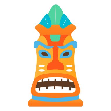 Tiki kabile maskesi. Totem sembolü. Tropikal temalı parti için tasarım ögesi.