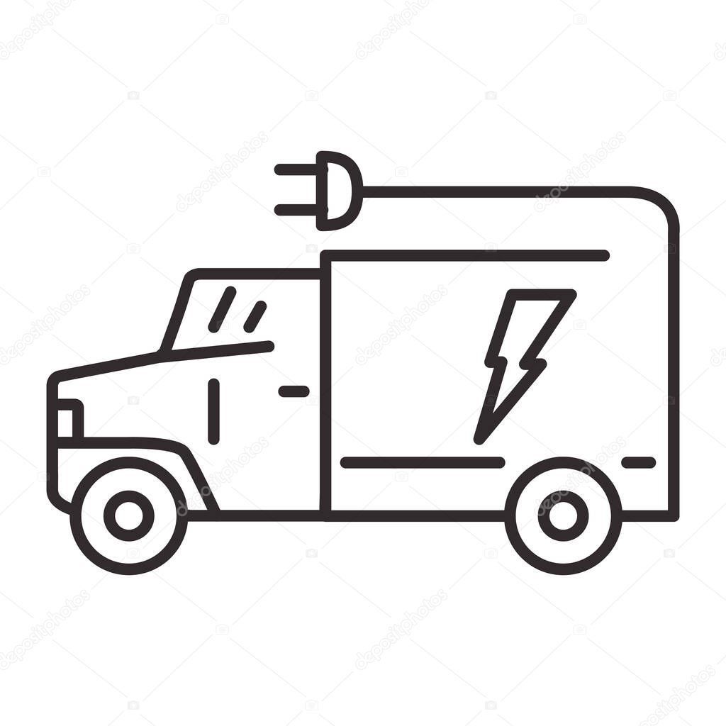 Truck icon electric plug. Isolated on white background.
