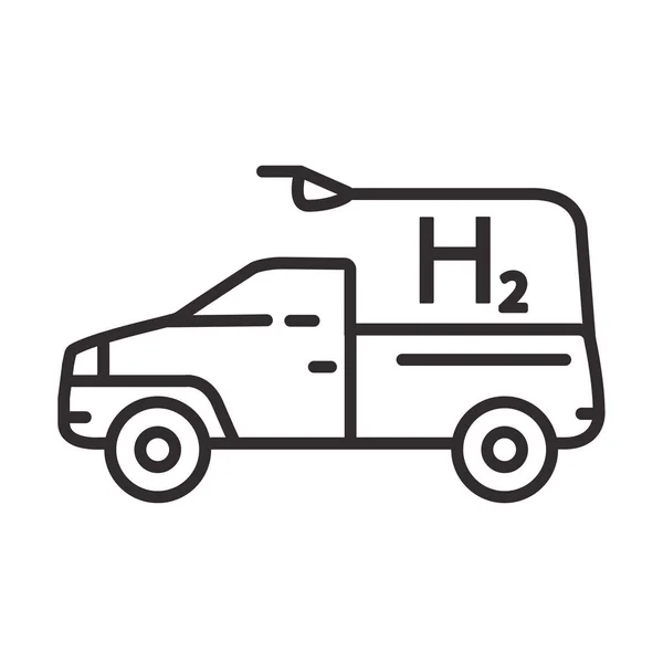 Заправка автомобиля водородом. Заправка транспортных средств. Плоская иллюстрация. — стоковый вектор