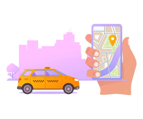 Commande de taxi en ligne concept d'application mobile.. — Image vectorielle