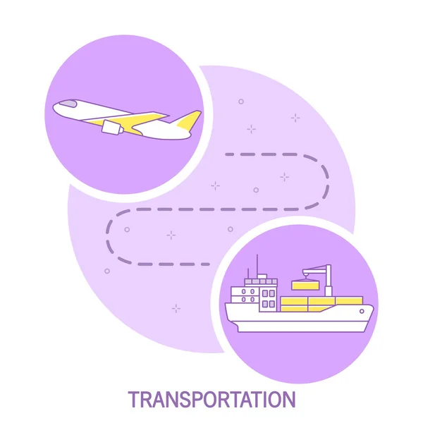 货运图标。用飞机从船上运送货物. — 图库矢量图片