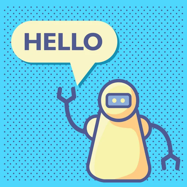 Концепція Speech bubble.Chatbot.Robot вітає. Милий персонаж мультфільму . — стоковий вектор