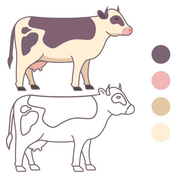 Zbarvení knihy pro děti.Kráva zvířat farm.Outlined doodle. — Stockový vektor