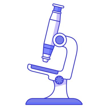 Mikroskop simgesi. İzole edilmiş düz çizgi mavi vektör..