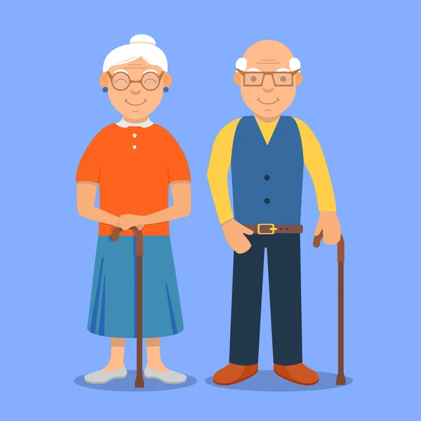 Anciano Lady.Granny personaje de la familia. Abuela y abuelo de dibujos animados. — Vector de stock