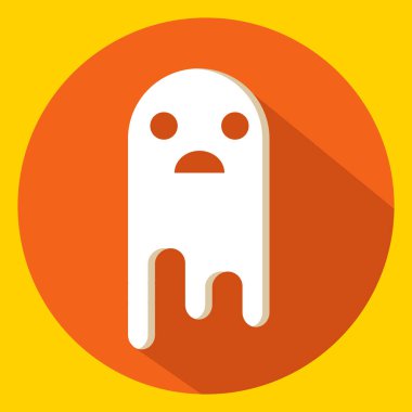 Hayalet Cadılar Bayramı ikonu karakteri. Çizgi film düz vektörü.