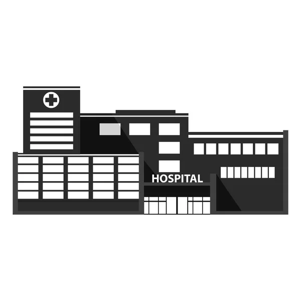 Concepto médico. Ciudad hospital silueta negra icon.Building fachada. — Vector de stock