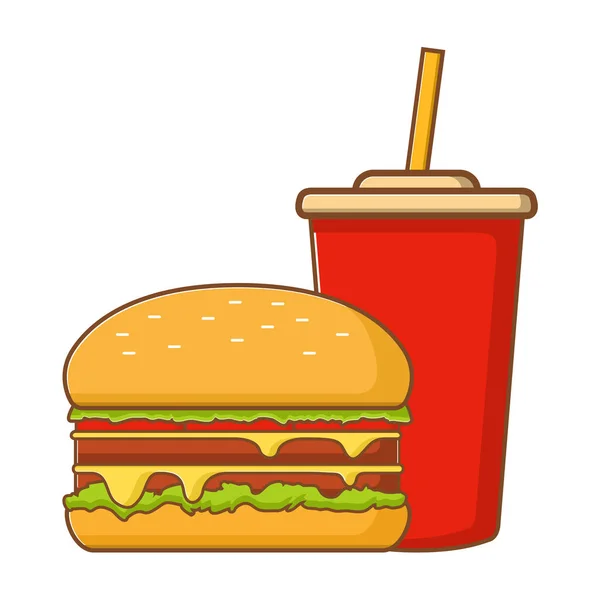 Double cheeseburger with tomato and lettuce leaves,cheese. — Stock Vector