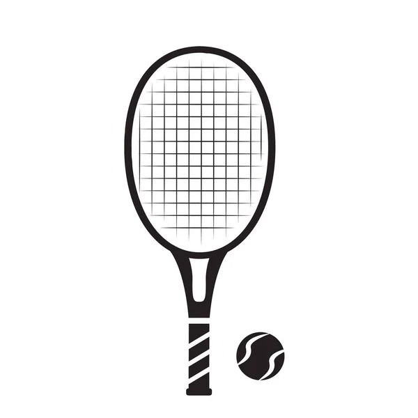 Tenis topları ve raket. Vektör beyaz arkaplanda izole edilmiş.. — Stok Vektör