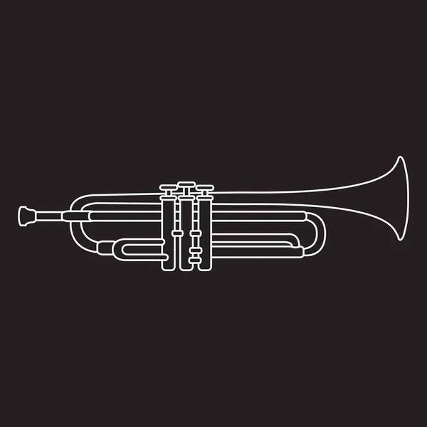 Instrument de musique trompette à vent. Silhouette noire. Symbole pour une application mobile ou un site Web. — Image vectorielle