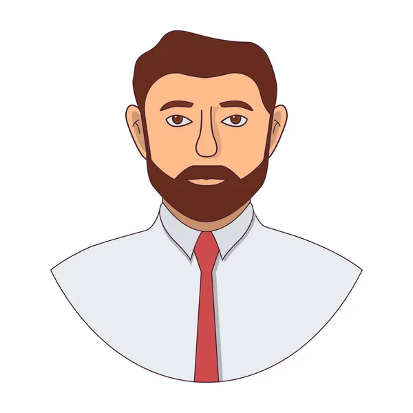 Personaje de dibujos animados personal de oficina masculino. Tipo con barba y bigote. — Vector de stock