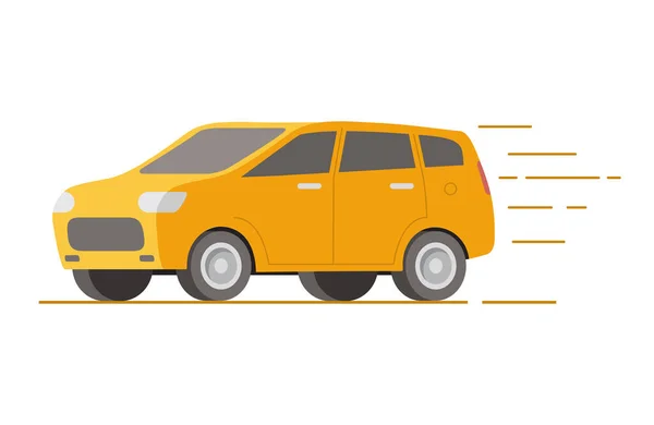 Service livraison rapide car.Yellow SUV. Véhicule à hayon. — Image vectorielle