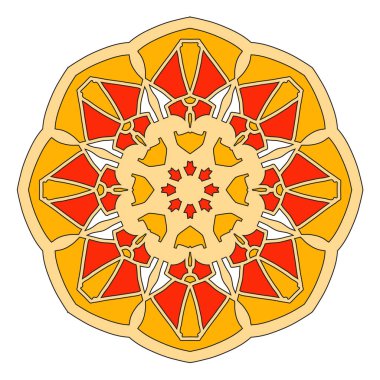 Desen boyama kitabı için mandala. Beyaz arka planda dairesel simetrik mandala. Yetişkinler için boyama sayfası.