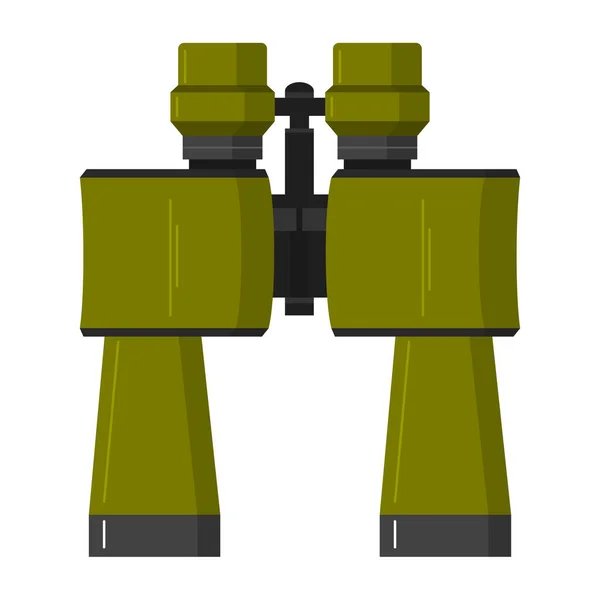 Army binoculars. The tourist field-glass for travelers.The field-glass in flat style a vector. — Stock Vector
