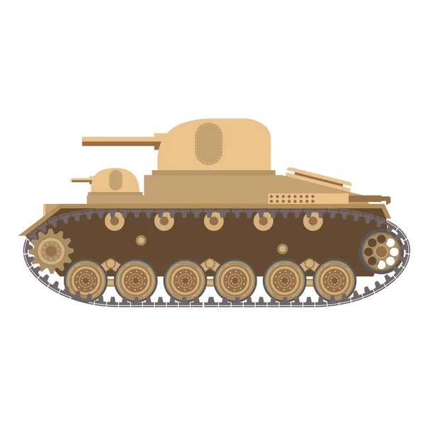 El tanque de batalla medio multitorre con la pistola y una ametralladora. — Vector de stock