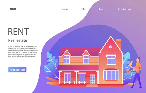 Casas en alquiler.Búsqueda de propiedades en alquiler. Concepto de banner web. — Vector de stock