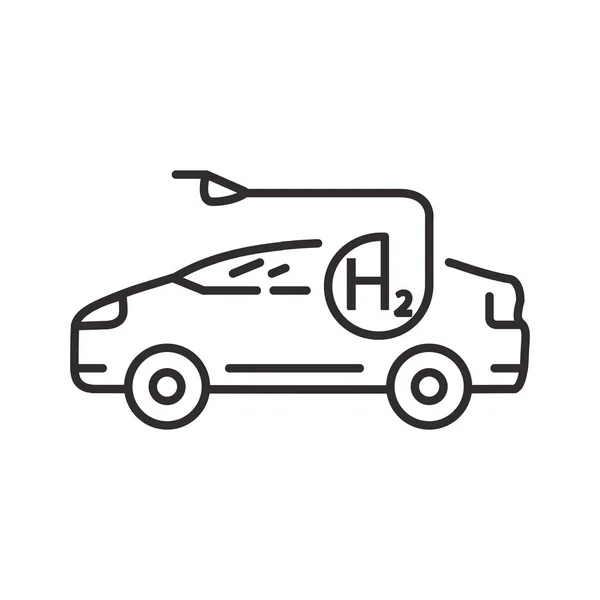 Coche sedán relleno de hidrógeno. Repostaje de vehículos. Símbolo para una aplicación móvil o sitio web. — Archivo Imágenes Vectoriales