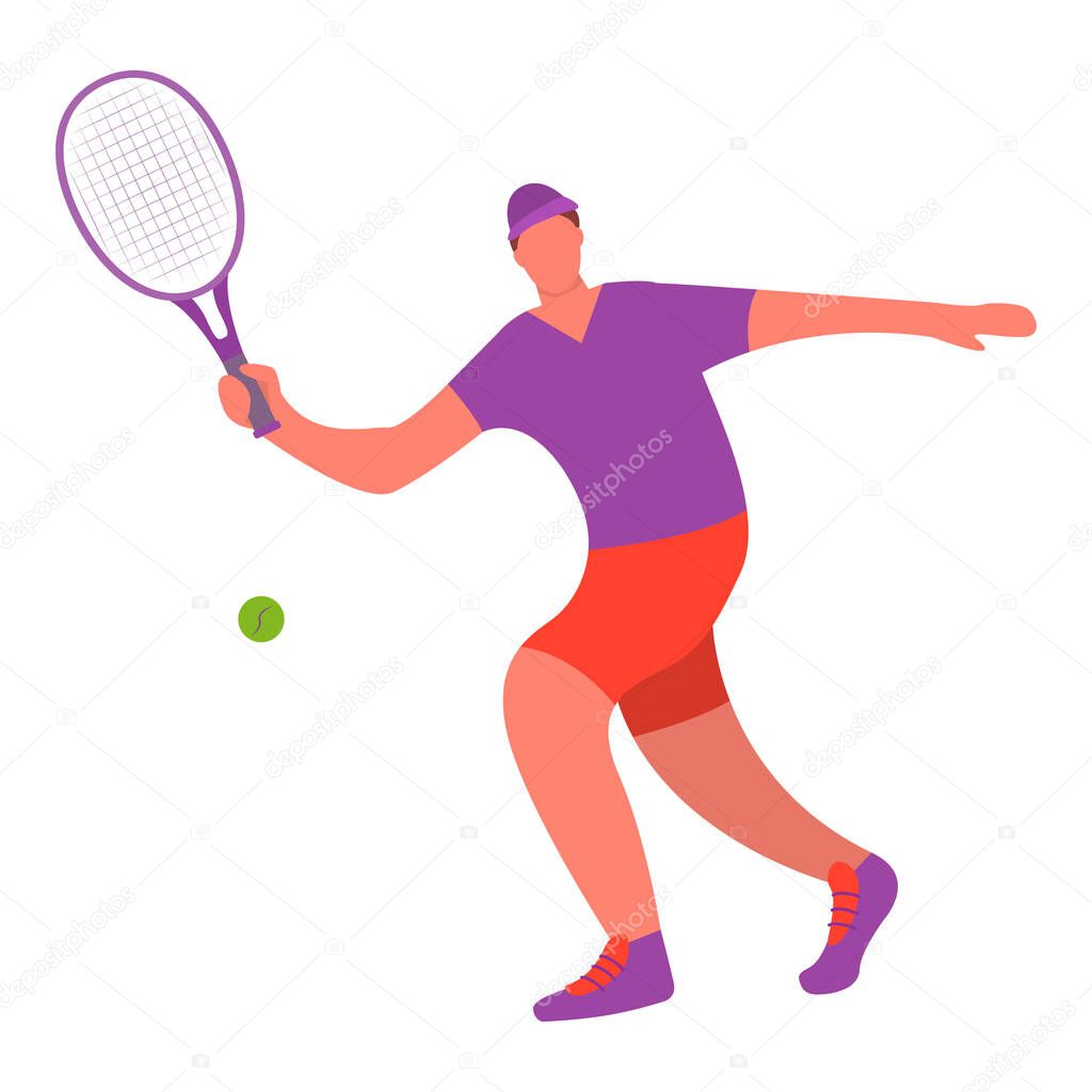 Tennis player man hitting ball with racket.Healthy lifestyle.A male athlete doing sport.