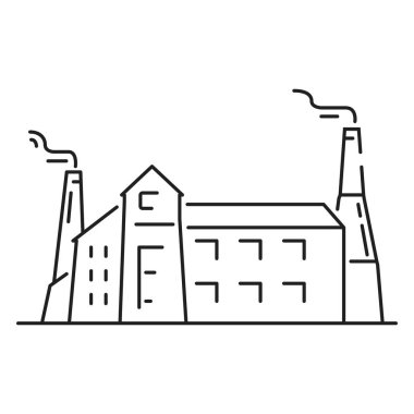 Fabrika yapım ikonu. Endüstriyel mimari. Bina cephesi.