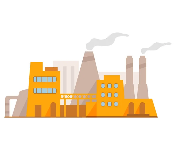 Zware industrie gebouw. Kooldioxide atmosfeer. Fabriek met schoorstenen. — Stockvector