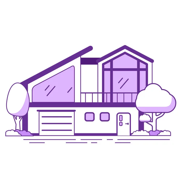 Suburban house in the forest. Country cottage. Rural villa. — Stock Vector