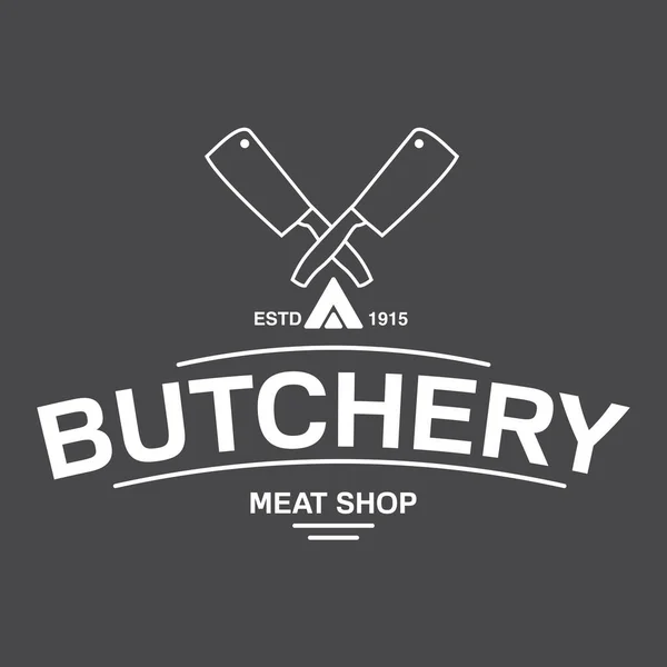 Znak řeznictví maso shop.Chefs nože křížené.Logo šablona pro masný byznys. — Stockový vektor