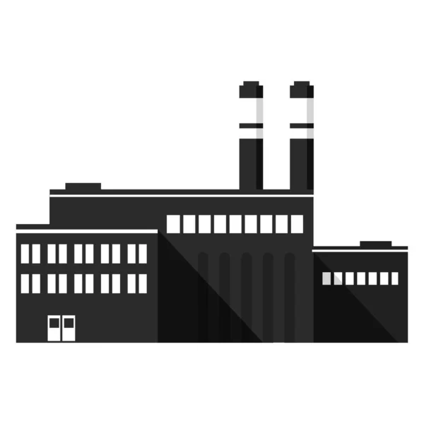 Fábrica industrial silueta negra icon.Flat estilo un vector. — Archivo Imágenes Vectoriales