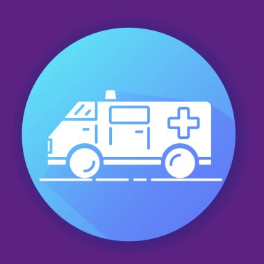 Ambulans arabası ikonu. Düz vektör çizimi. Satır sanatı.