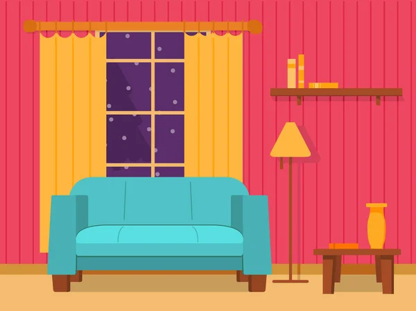 Concept de l'intérieur du salon avec un canapé. — Image vectorielle