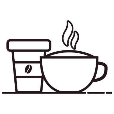 Simge kupası ve sıcak kahveli plastik bardak..