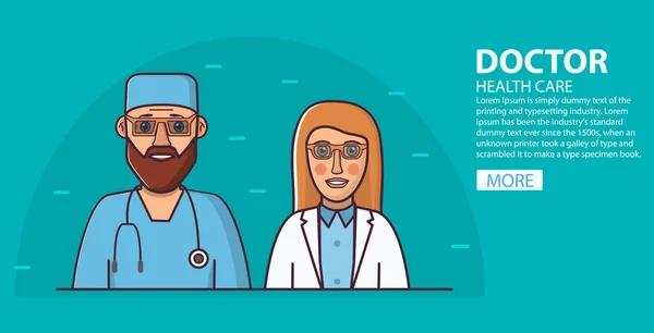 Concept d'une bannière médicale avec des médecins. — Image vectorielle