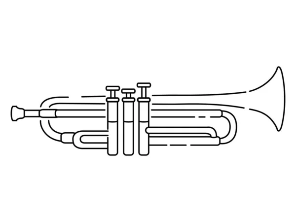 Trumpet wind musical instrument.Concept for classical music and jazz outline vector. — Stock Vector