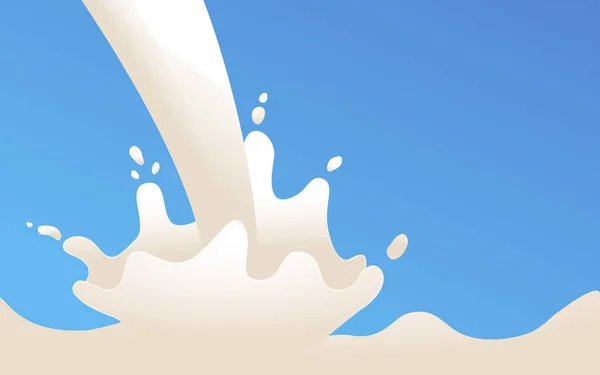 Milk splash pouring down out of the bottle realistic vector illustration. — Stock Vector
