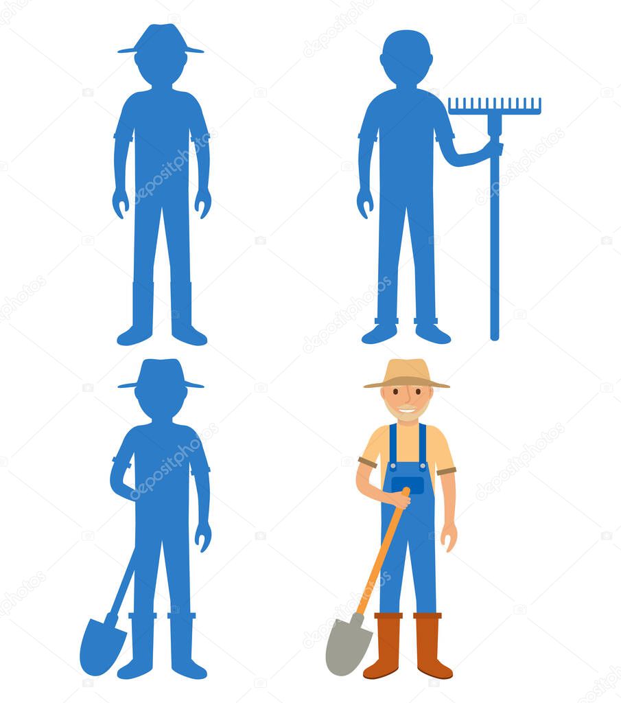 Find the correct shadow farmer.Educational game for children villager.