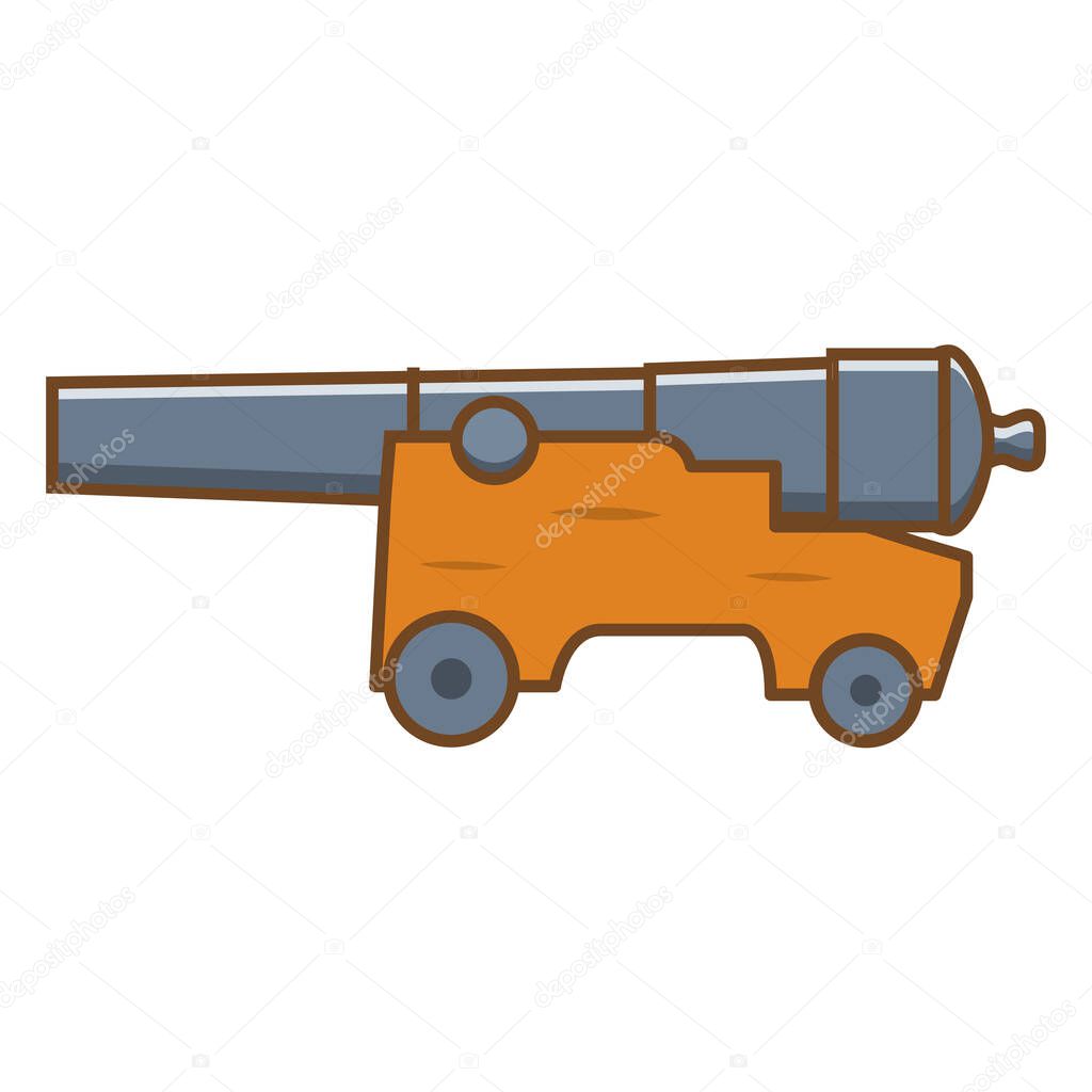 Medieval cannon. Artillery ancient weapon.Design element game for websites.