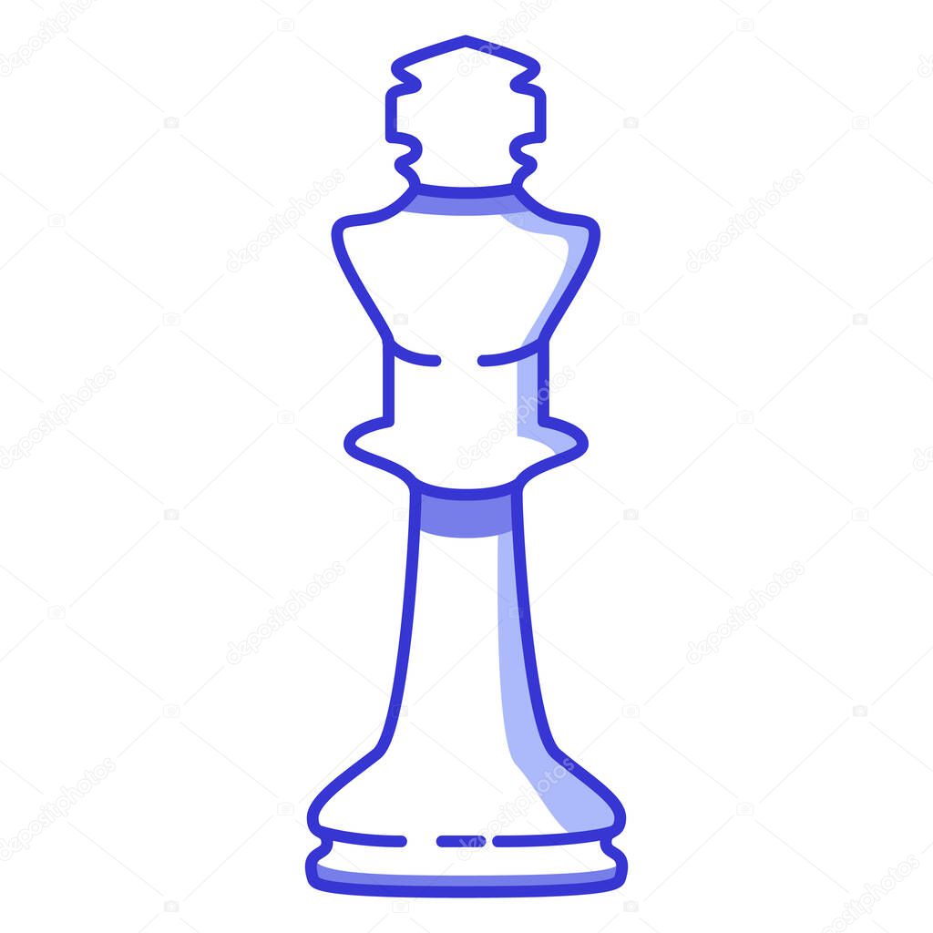 Chess figure king. Flat vector line art.Board game.