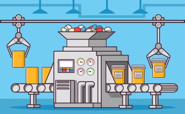 Tıbbi laboratuvar. İlaç üreten tıbbi sanayi fabrikası.