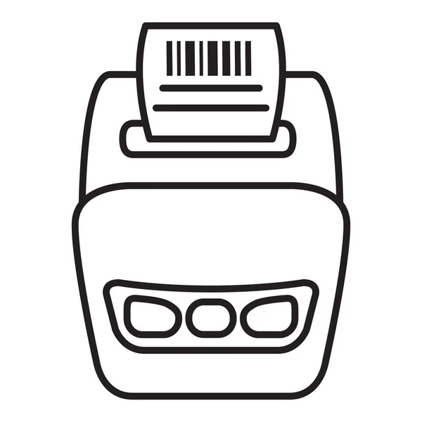 Barcode-Drucker. Etikettendrucker-Vektor flach Umriss-Icon-Geschäft. — Stockvektor