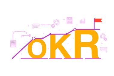 OKR Hedefleri ve anahtar sonuçlar. İş kavramı. Beyaz arka planda izole edilmiş.