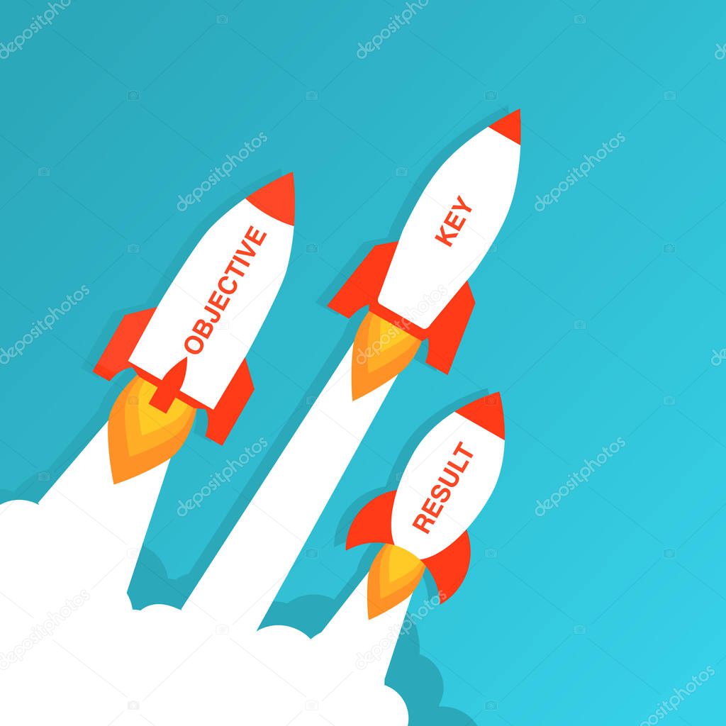 Start up launch rocket.Spaceships take off.Vector flat style illustration.