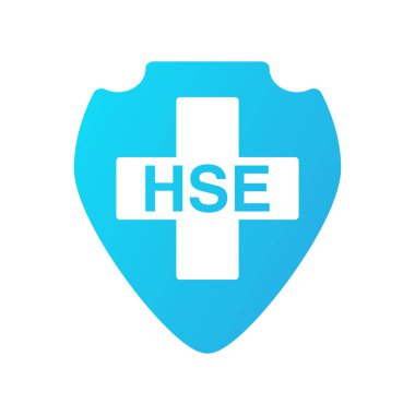 HSE - sağlık çevresi koruma kalkanı. Beyaz arka planda izole edilmiş pankart kavramı.